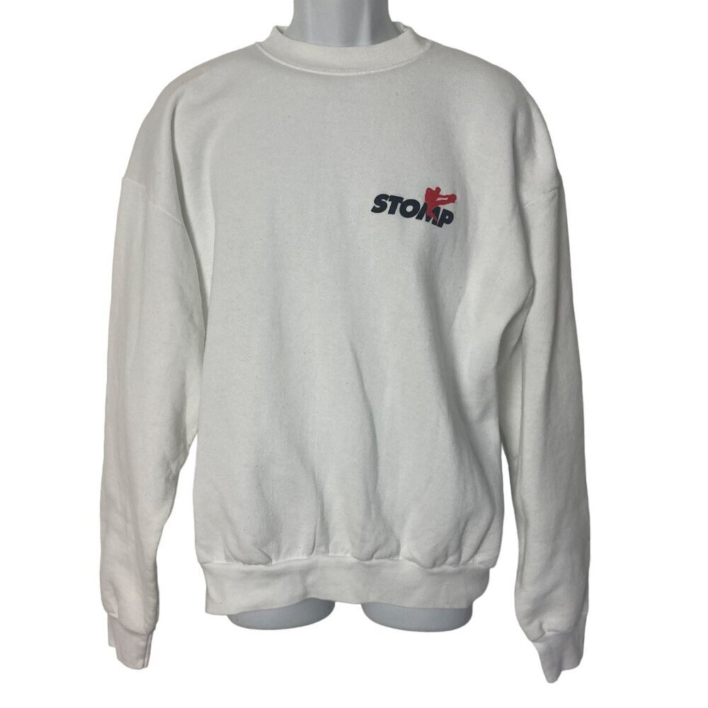 Vintage 90s Stomp North American Tour Sweatshirt XL Fruit Of The Loom White
